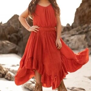 Kid's Mia Joy Joyfolie Gemma Boho Dress w/Lace in Persimmon Orange  sz 8 Girl's